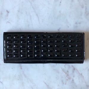 Steve Madden Faux Patent Leather Bejeweled Clutch